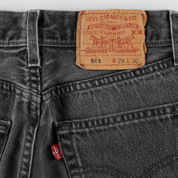 2000'S Levi's 501 Black Denim Straight Leg Jeans, Made in USA, Women's Size M (W26 equivalent) cotton black type Vintage Second Hand