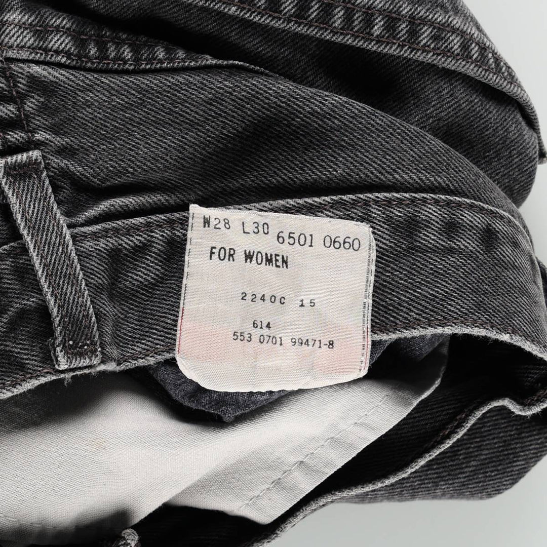 2000'S Levi's 501 Black Denim Straight Leg Jeans, Made in USA, Women's Size M (W26 equivalent) cotton black type Vintage Second Hand