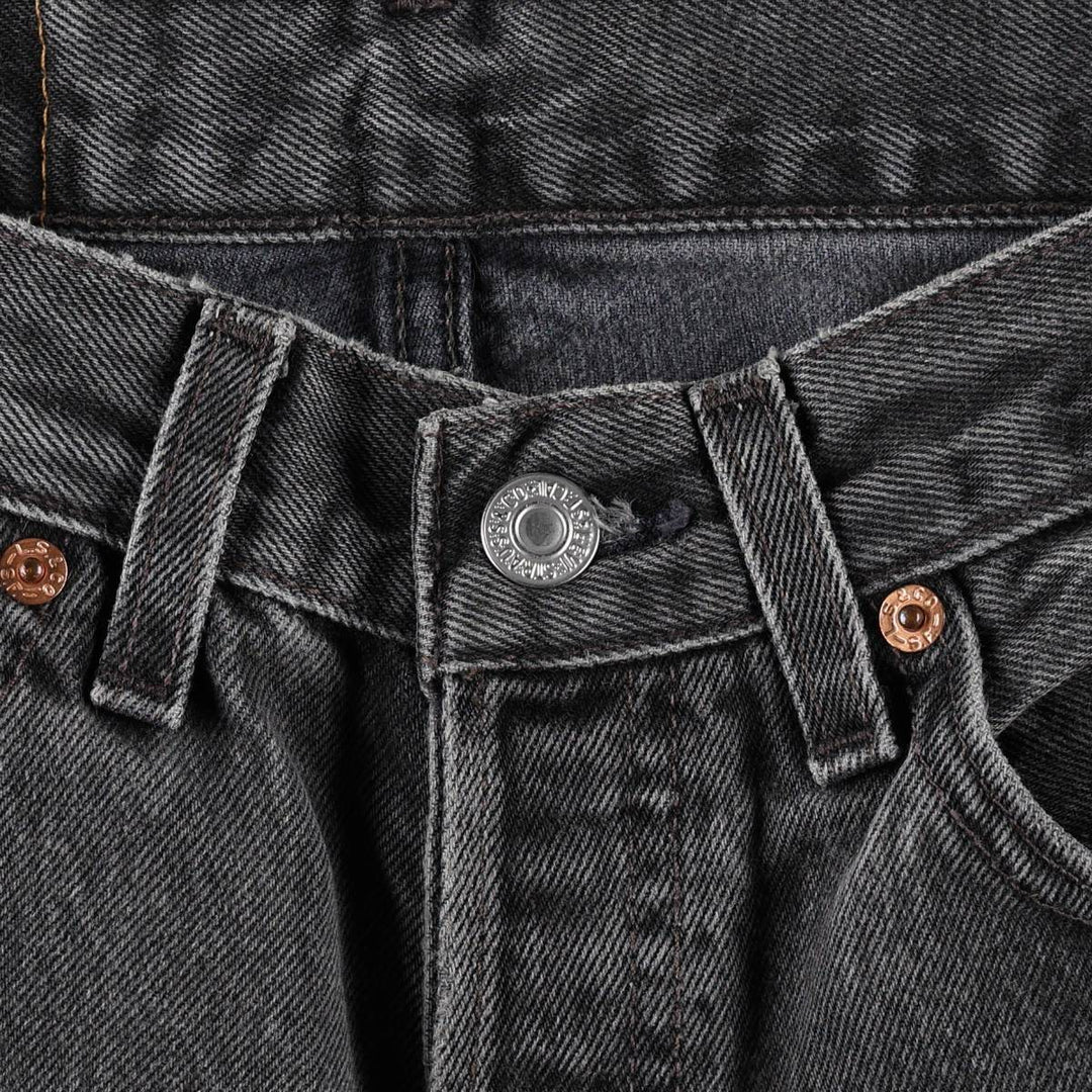2000'S Levi's 501 Black Denim Straight Leg Jeans, Made in USA, Women's Size M (W26 equivalent) cotton black type Vintage Second Hand