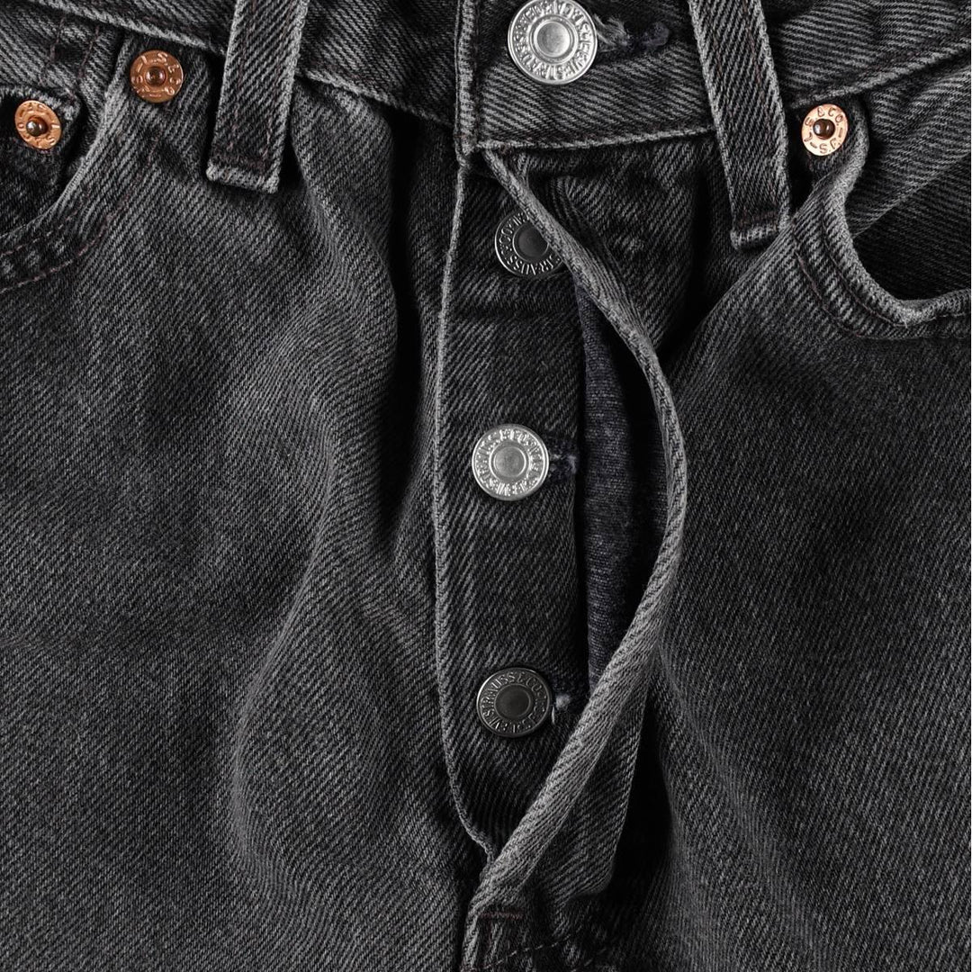 2000'S Levi's 501 Black Denim Straight Leg Jeans, Made in USA, Women's Size M (W26 equivalent) cotton black type Vintage Second Hand