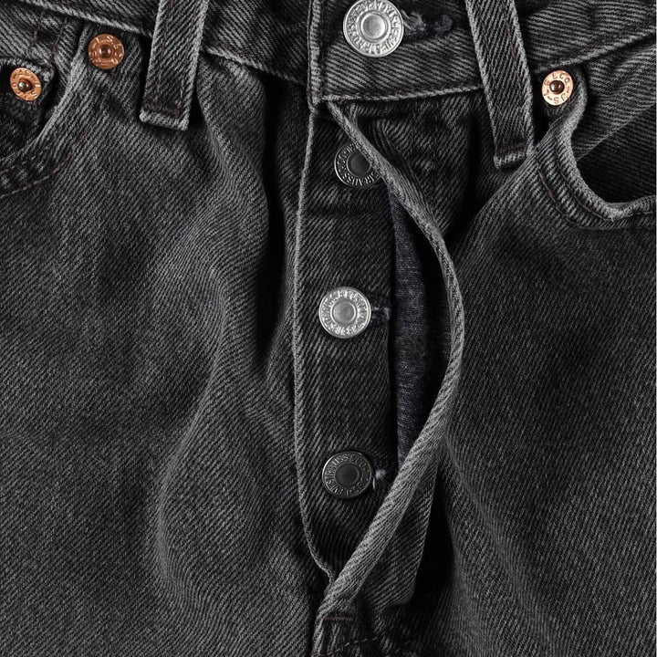 2000'S Levi's 501 Black Denim Straight Leg Jeans, Made in USA, Women's Size M (W26 equivalent) cotton black type Vintage Second Hand
