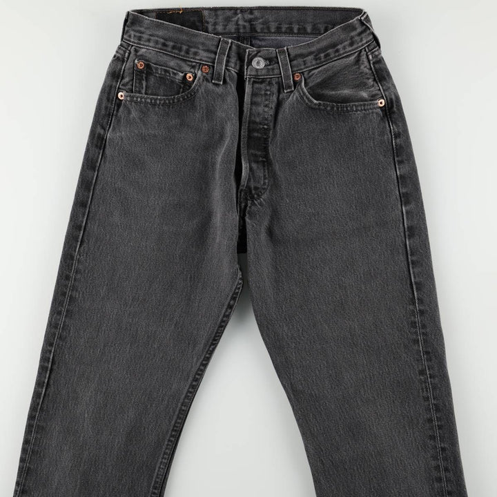 2000'S Levi's 501 Black Denim Straight Leg Jeans, Made in USA, Women's Size M (W26 equivalent) cotton black type Vintage Second Hand