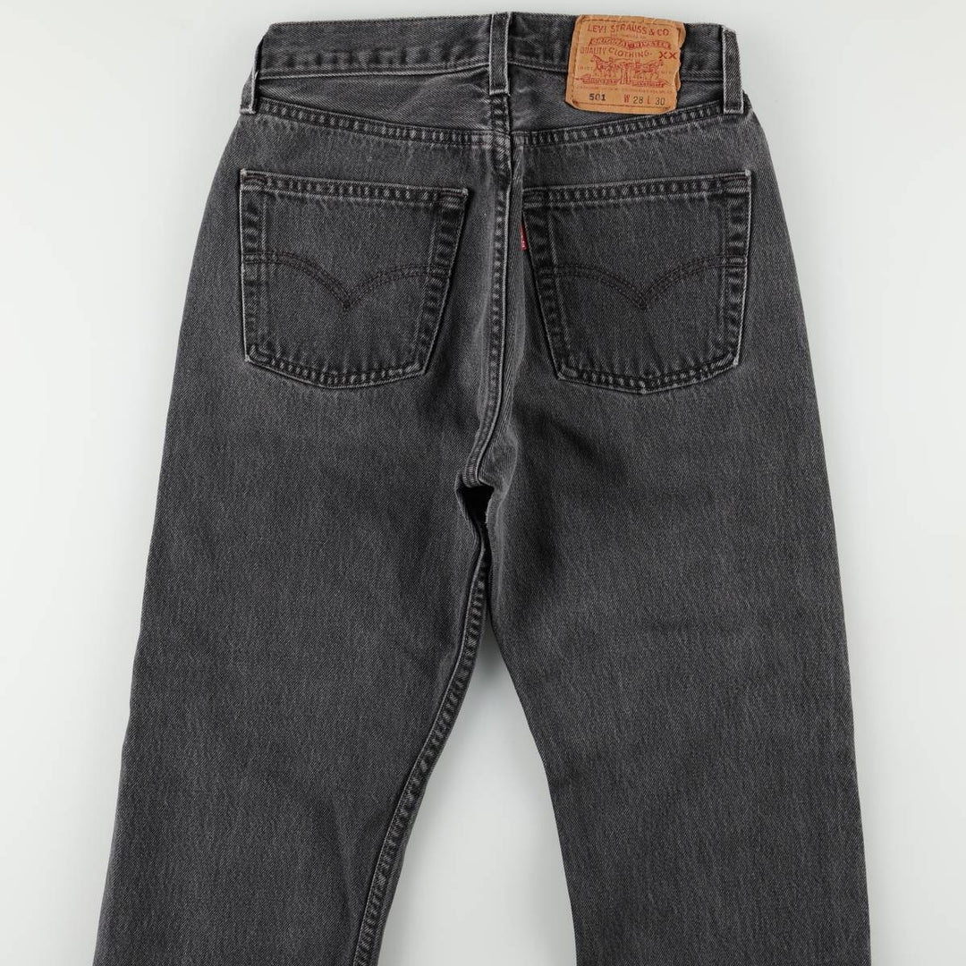 2000'S Levi's 501 Black Denim Straight Leg Jeans, Made in USA, Women's Size M (W26 equivalent) cotton black type Vintage Second Hand