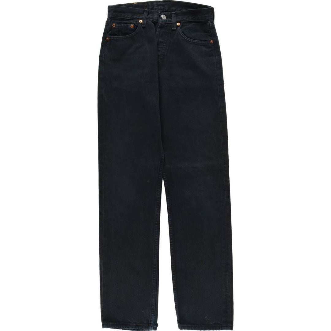 1990'S Levi's 501 Euro Model Black Denim Straight Leg Jeans, Made in France, Women's Size L (W27 equivalent) cotton black type Vintage Second Hand