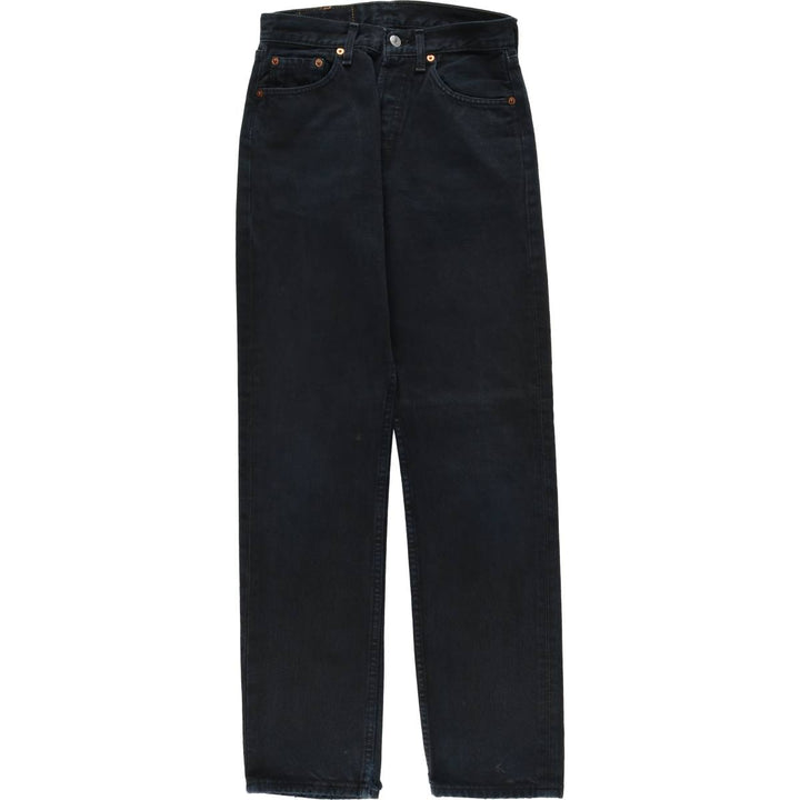 1990'S Levi's 501 Euro Model Black Denim Straight Leg Jeans, Made in France, Women's Size L (W27 equivalent) cotton black type Vintage Second Hand