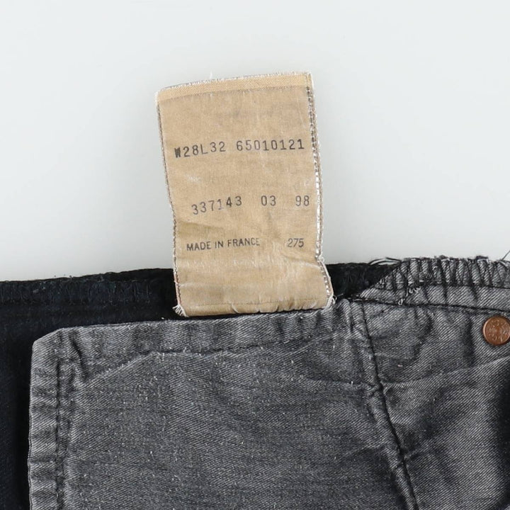 1990'S Levi's 501 Euro Model Black Denim Straight Leg Jeans, Made in France, Women's Size L (W27 equivalent) cotton black type Vintage Second Hand