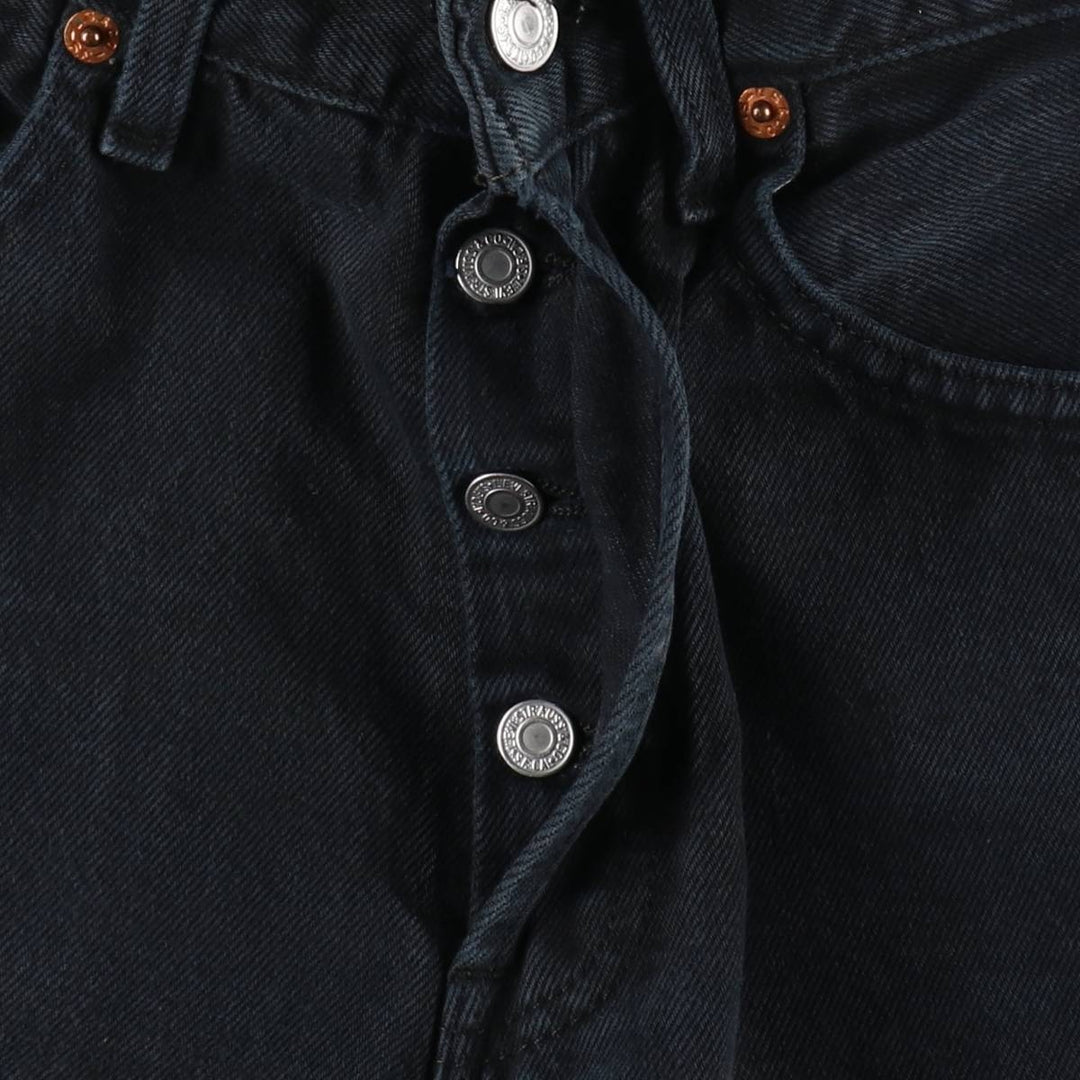 1990'S Levi's 501 Euro Model Black Denim Straight Leg Jeans, Made in France, Women's Size L (W27 equivalent) cotton black type Vintage Second Hand