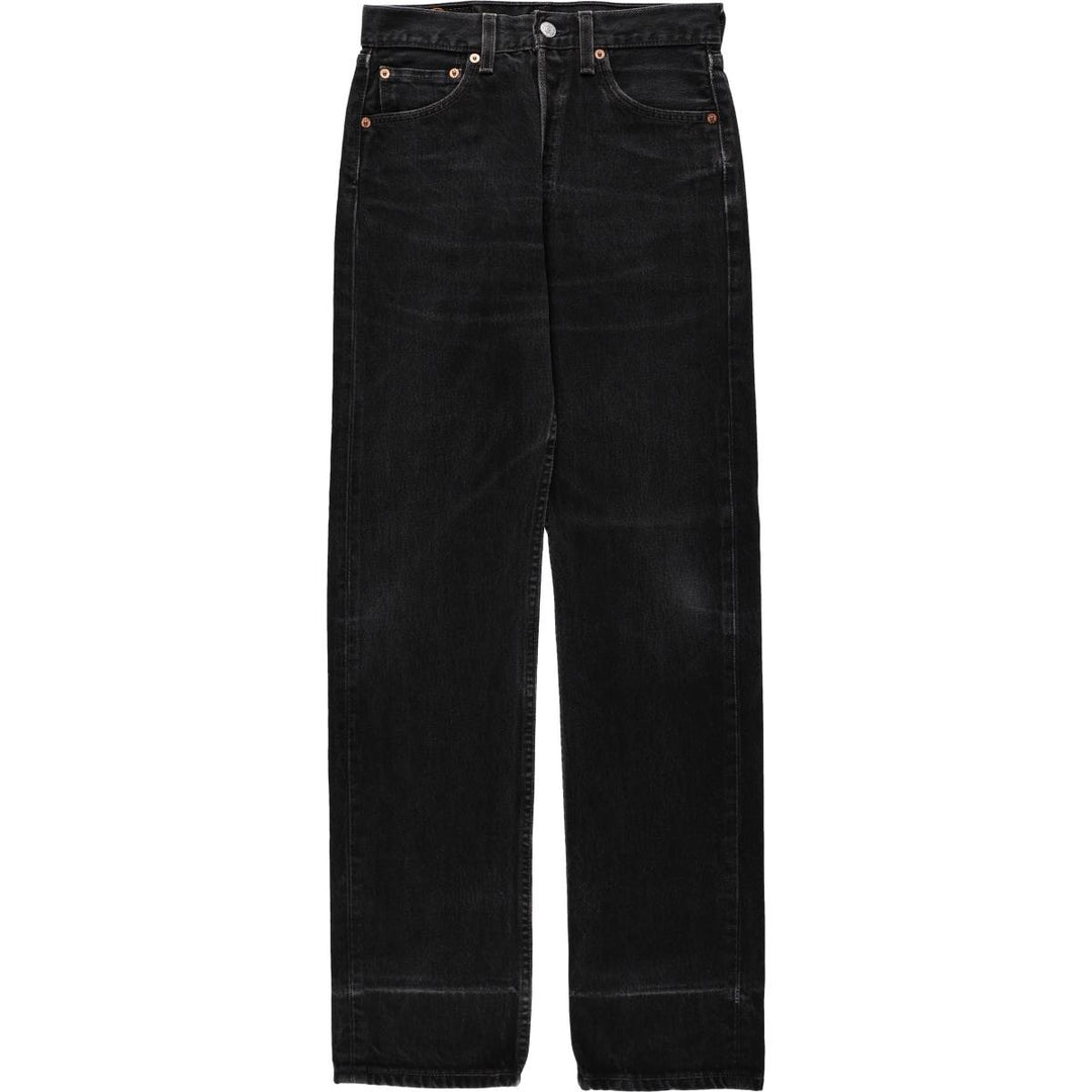 1990'S Levi's 501-0660 Black Denim Straight Leg Jeans, Made in USA, Women's Size L (W28 equivalent), Vintage. cotton black type Vintage Second Hand