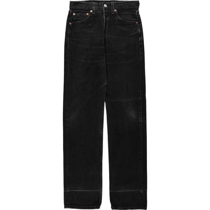 1990'S Levi's 501-0660 Black Denim Straight Leg Jeans, Made in USA, Women's Size L (W28 equivalent), Vintage. cotton black type Vintage Second Hand