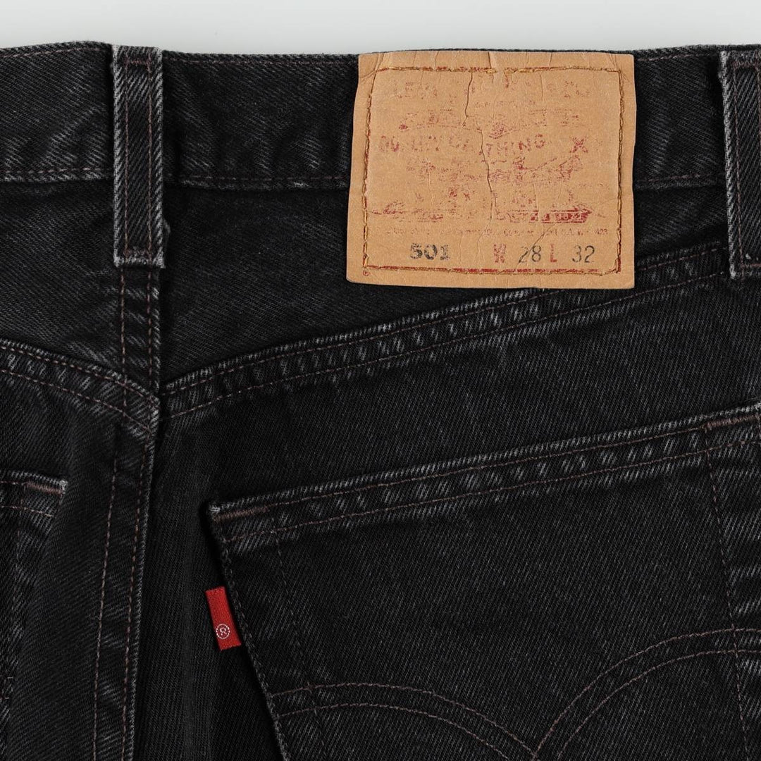 1990'S Levi's 501-0660 Black Denim Straight Leg Jeans, Made in USA, Women's Size L (W28 equivalent), Vintage. cotton black type Vintage Second Hand