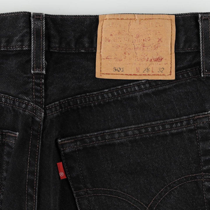 1990'S Levi's 501-0660 Black Denim Straight Leg Jeans, Made in USA, Women's Size L (W28 equivalent), Vintage. cotton black type Vintage Second Hand
