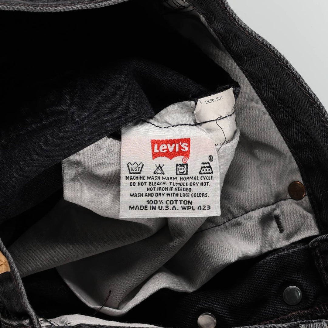1990'S Levi's 501-0660 Black Denim Straight Leg Jeans, Made in USA, Women's Size L (W28 equivalent), Vintage. cotton black type Vintage Second Hand