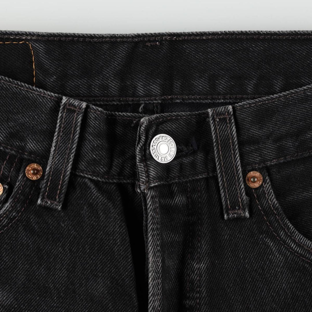 1990'S Levi's 501-0660 Black Denim Straight Leg Jeans, Made in USA, Women's Size L (W28 equivalent), Vintage. cotton black type Vintage Second Hand
