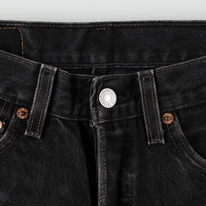 1990'S Levi's 501-0660 Black Denim Straight Leg Jeans, Made in USA, Women's Size L (W28 equivalent), Vintage. cotton black type Vintage Second Hand