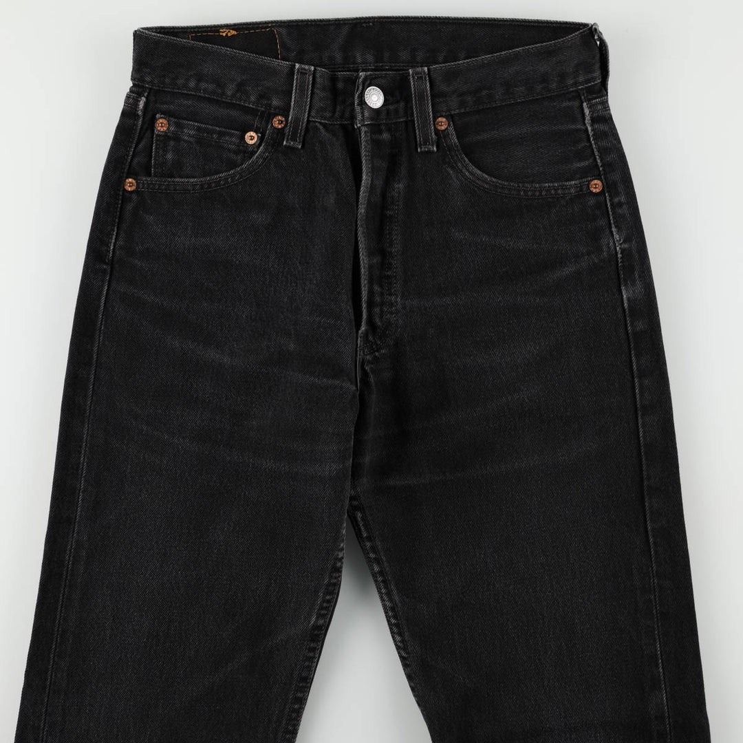 1990'S Levi's 501-0660 Black Denim Straight Leg Jeans, Made in USA, Women's Size L (W28 equivalent), Vintage. cotton black type Vintage Second Hand