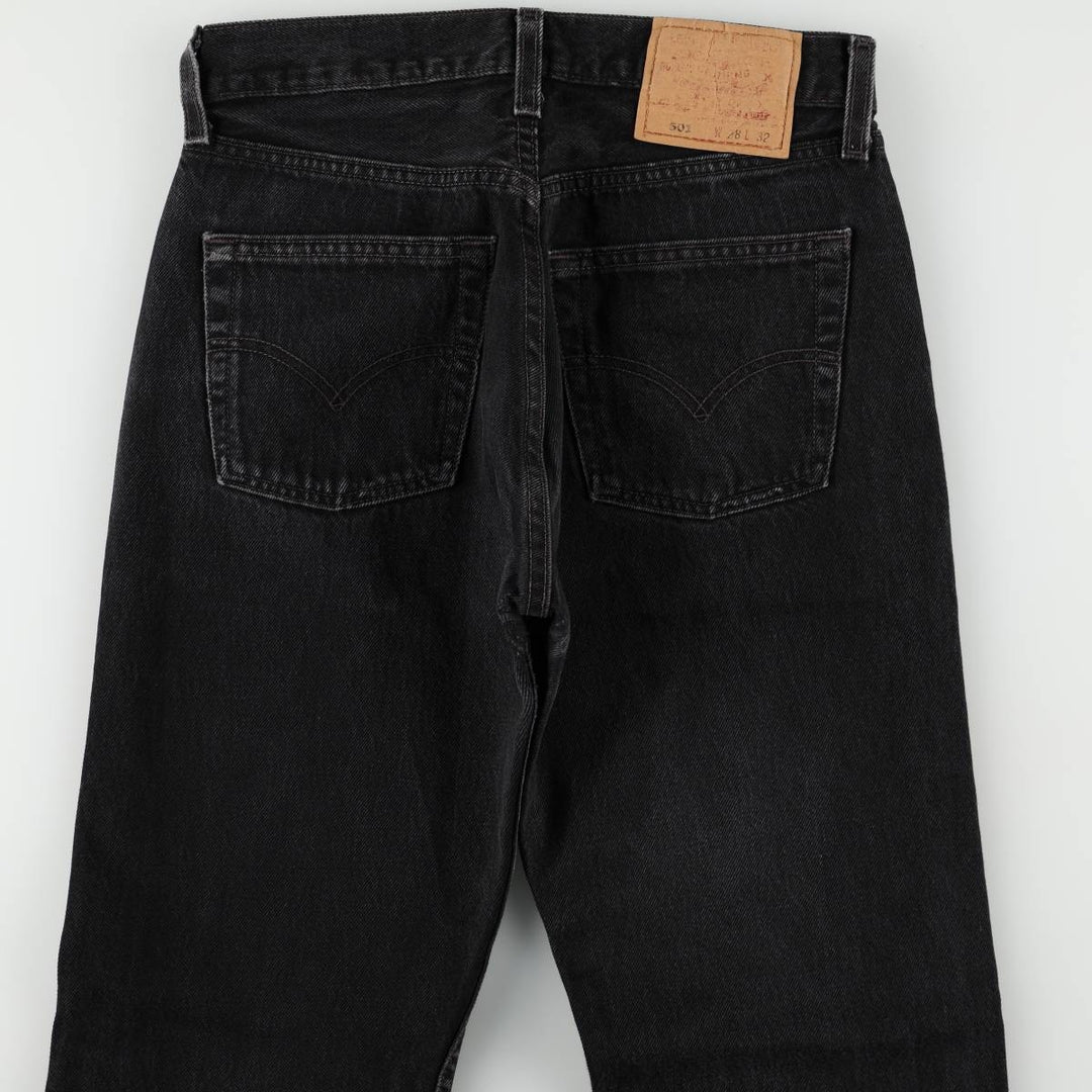 1990'S Levi's 501-0660 Black Denim Straight Leg Jeans, Made in USA, Women's Size L (W28 equivalent), Vintage. cotton black type Vintage Second Hand