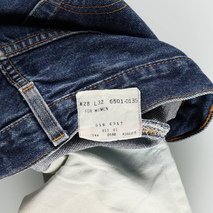 1990'S Levi's 6501-0135 Straight Denim Pants, Made in USA, Women's Size L (equivalent to W28), Vintage cotton blue type Vintage Second Hand