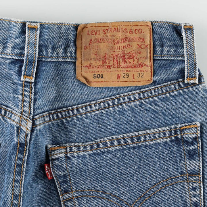 1990'S Levi's 6501-0116 Cut-off Straight Denim Pants, Made in USA, Women's Size M (W26 equivalent), Vintage cotton blue type Vintage Second Hand