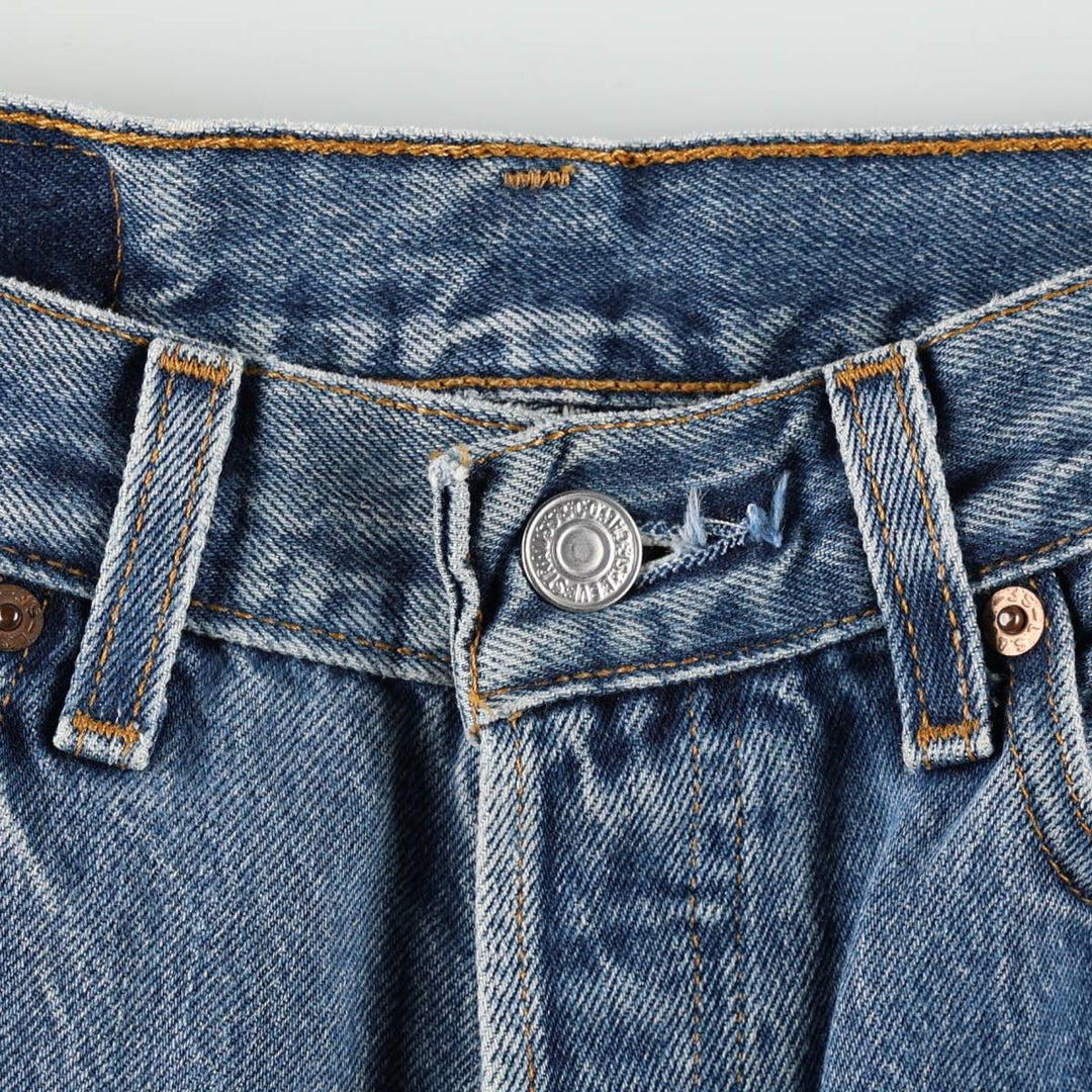 1990'S Levi's 6501-0116 Cut-off Straight Denim Pants, Made in USA, Women's Size M (W26 equivalent), Vintage cotton blue type Vintage Second Hand