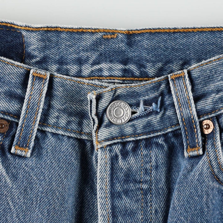 1990'S Levi's 6501-0116 Cut-off Straight Denim Pants, Made in USA, Women's Size M (W26 equivalent), Vintage cotton blue type Vintage Second Hand