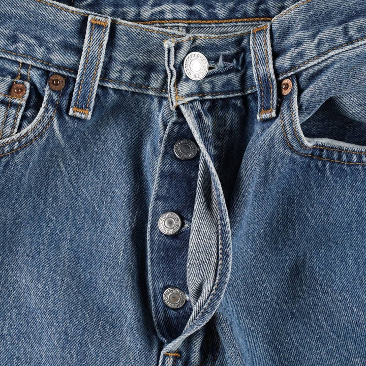 1990'S Levi's 6501-0116 Cut-off Straight Denim Pants, Made in USA, Women's Size M (W26 equivalent), Vintage cotton blue type Vintage Second Hand
