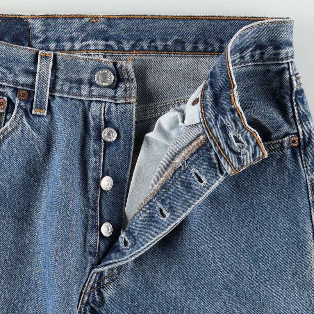 1990'S Levi's 6501-0116 Cut-off Straight Denim Pants, Made in USA, Women's Size M (W26 equivalent), Vintage cotton blue type Vintage Second Hand