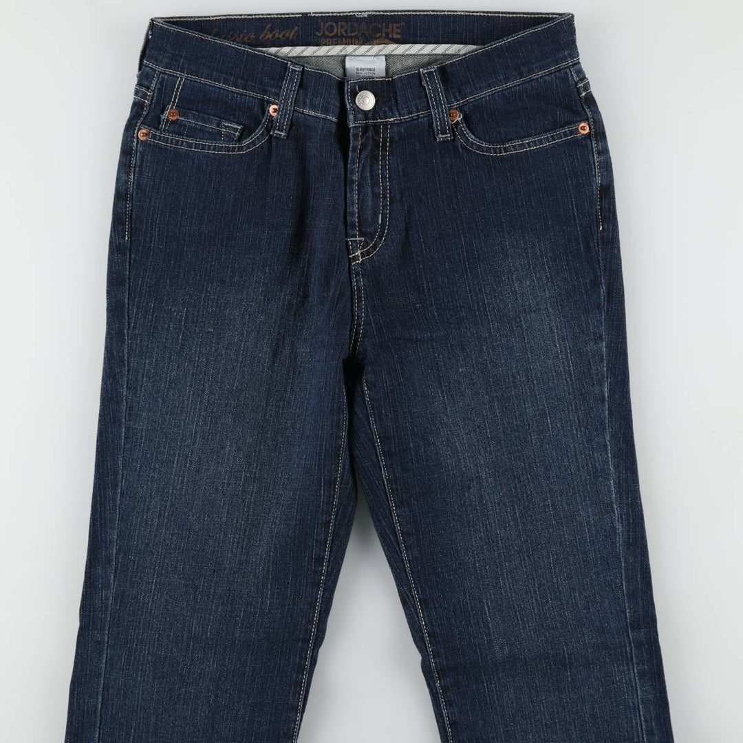 JORDACHE Flare Cut Denim Pants, Women's Size L (equivalent to W29) cotton navy blue type Vintage Second Hand