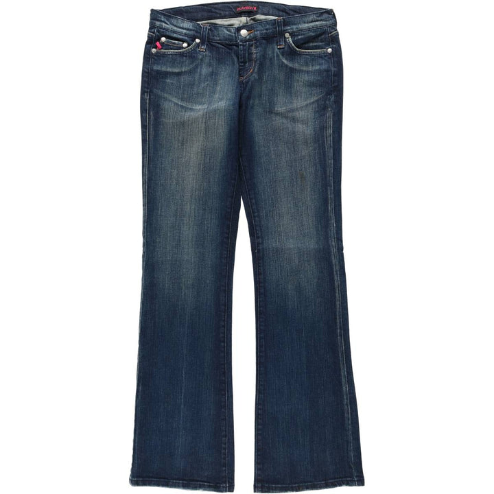 Playboy flared denim pants, women's size XL (equivalent to W32). cotton Navy blue Vintage Second Hand