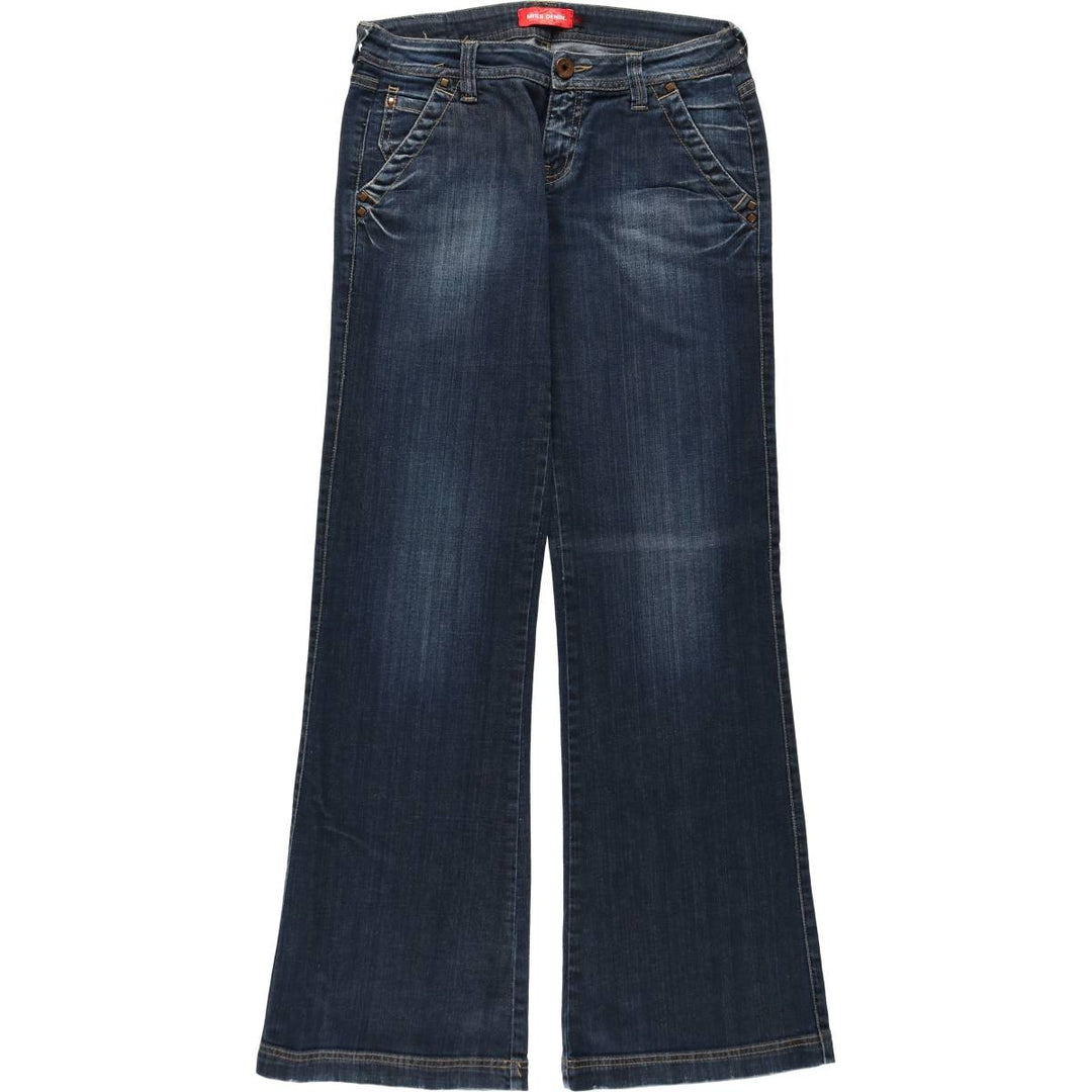 MISS DENIM MERIT Flare Cut Denim Pants, Women's Size L (equivalent to W30) cotton Navy blue Vintage Second Hand