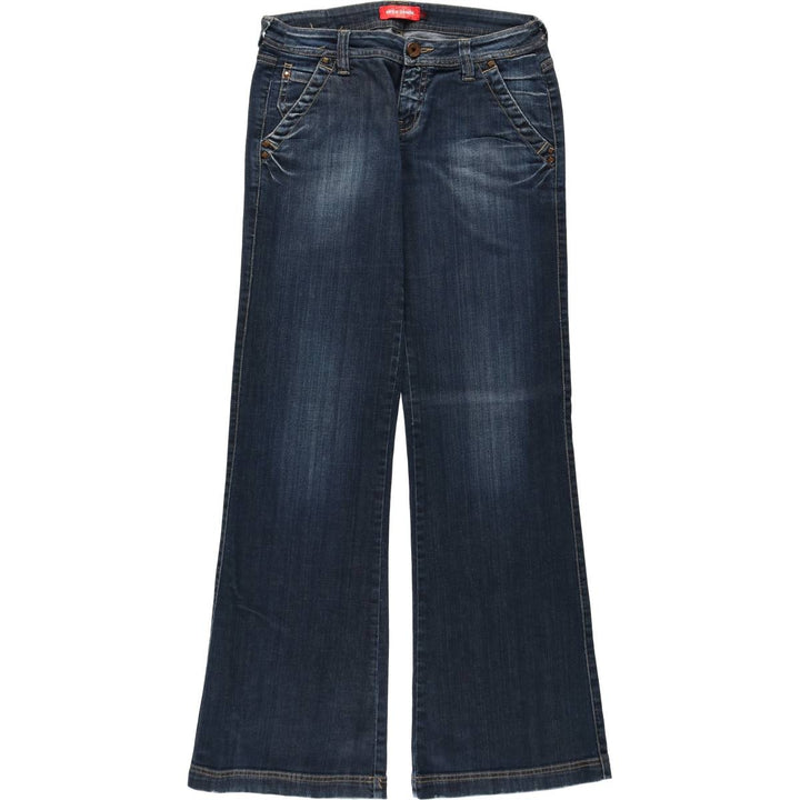 MISS DENIM MERIT Flare Cut Denim Pants, Women's Size L (equivalent to W30) cotton Navy blue Vintage Second Hand