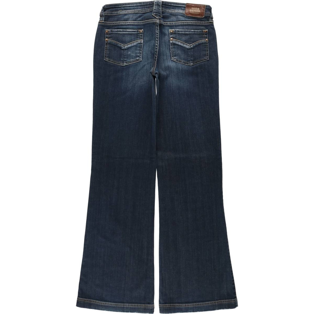 MISS DENIM MERIT Flare Cut Denim Pants, Women's Size L (equivalent to W30) cotton Navy blue Vintage Second Hand