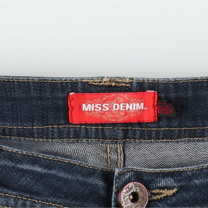 MISS DENIM MERIT Flare Cut Denim Pants, Women's Size L (equivalent to W30) cotton Navy blue Vintage Second Hand
