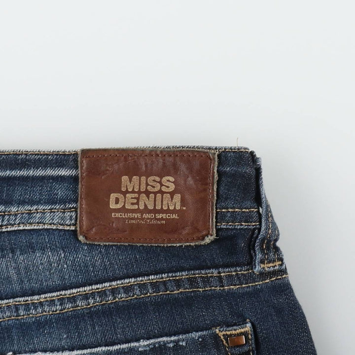 MISS DENIM MERIT Flare Cut Denim Pants, Women's Size L (equivalent to W30) cotton Navy blue Vintage Second Hand