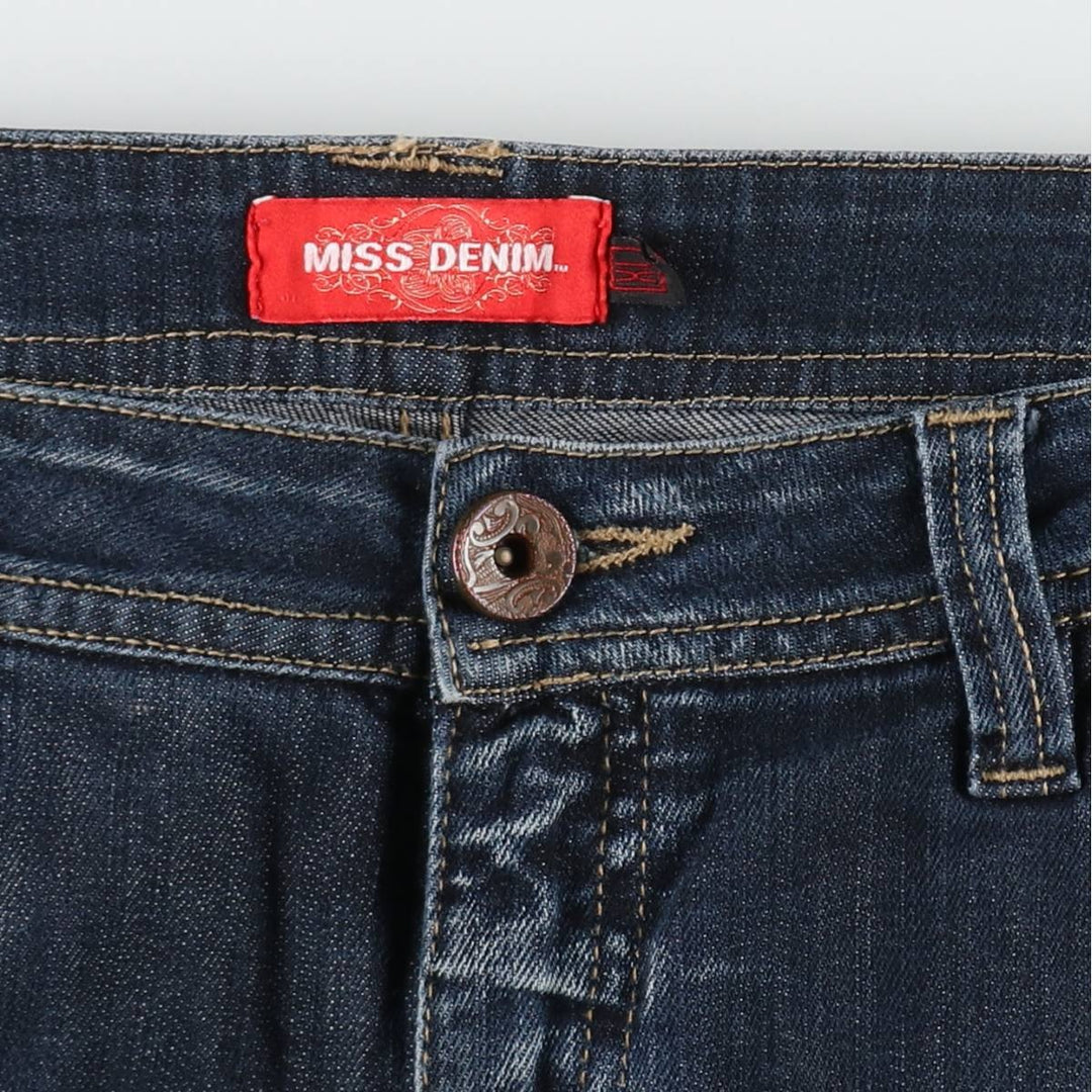 MISS DENIM MERIT Flare Cut Denim Pants, Women's Size L (equivalent to W30) cotton Navy blue Vintage Second Hand