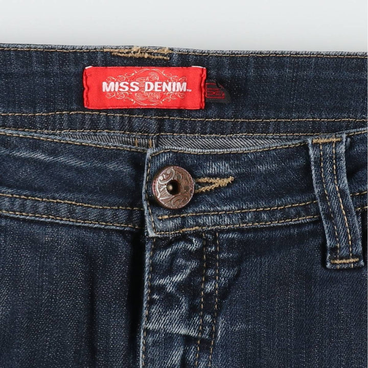 MISS DENIM MERIT Flare Cut Denim Pants, Women's Size L (equivalent to W30) cotton Navy blue Vintage Second Hand