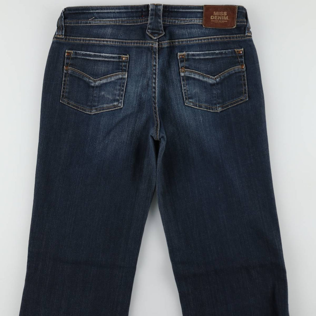 MISS DENIM MERIT Flare Cut Denim Pants, Women's Size L (equivalent to W30) cotton Navy blue Vintage Second Hand