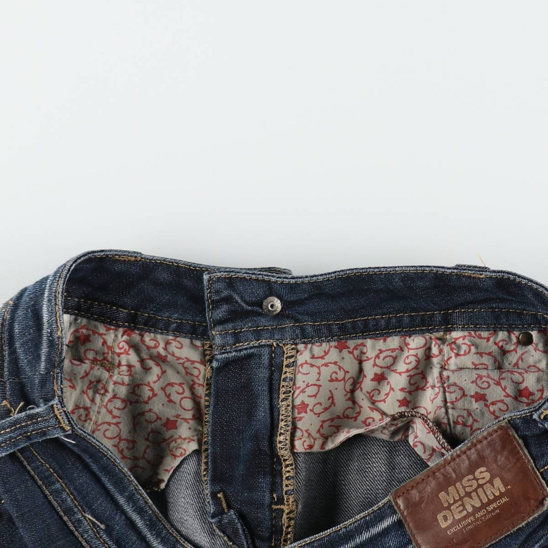 MISS DENIM MERIT Flare Cut Denim Pants, Women's Size L (equivalent to W30) cotton Navy blue Vintage Second Hand