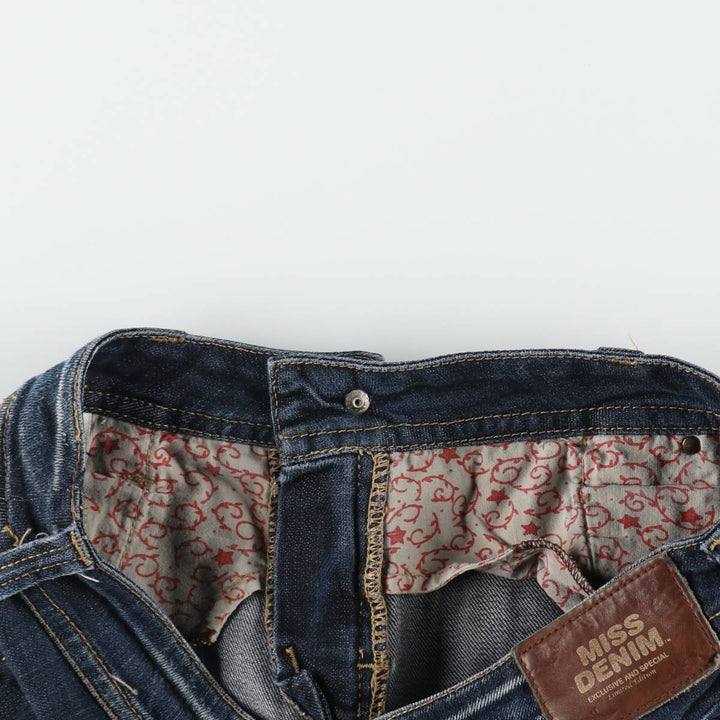 MISS DENIM MERIT Flare Cut Denim Pants, Women's Size L (equivalent to W30) cotton Navy blue Vintage Second Hand