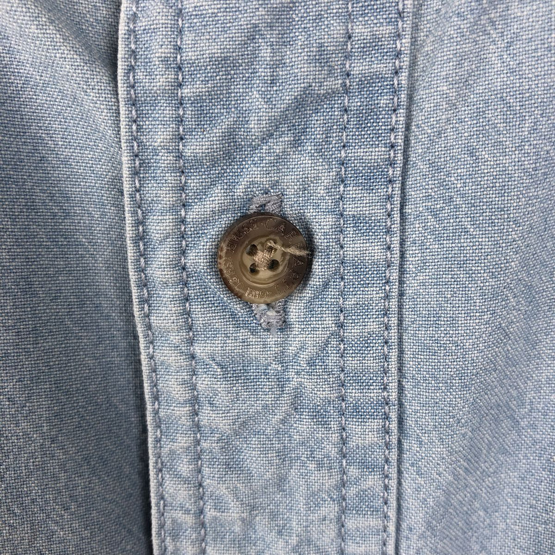 Carhartt button-down short-sleeve work shirt, men's size L cotton Blue type light blue Vintage Second Hand