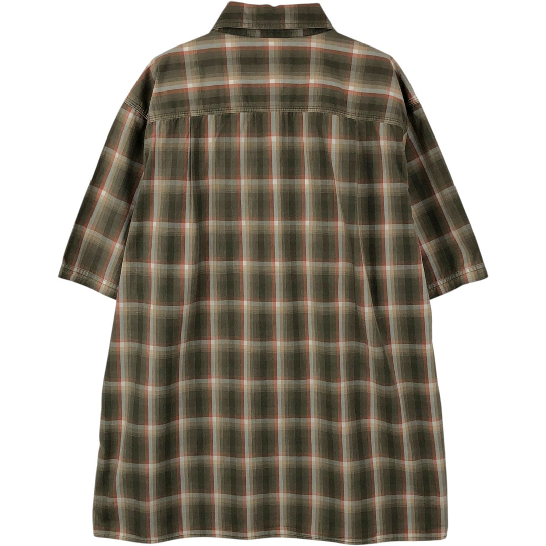 Carhartt Relaxed Fit Check Pattern Short-Sleeve Work Shirt, Boxy Shirt, Men's Size XL (approx.) cotton Khaki type Vintage Second Hand