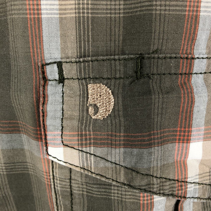 Carhartt Relaxed Fit Check Pattern Short-Sleeve Work Shirt, Boxy Shirt, Men's Size XL (approx.) cotton Khaki type Vintage Second Hand