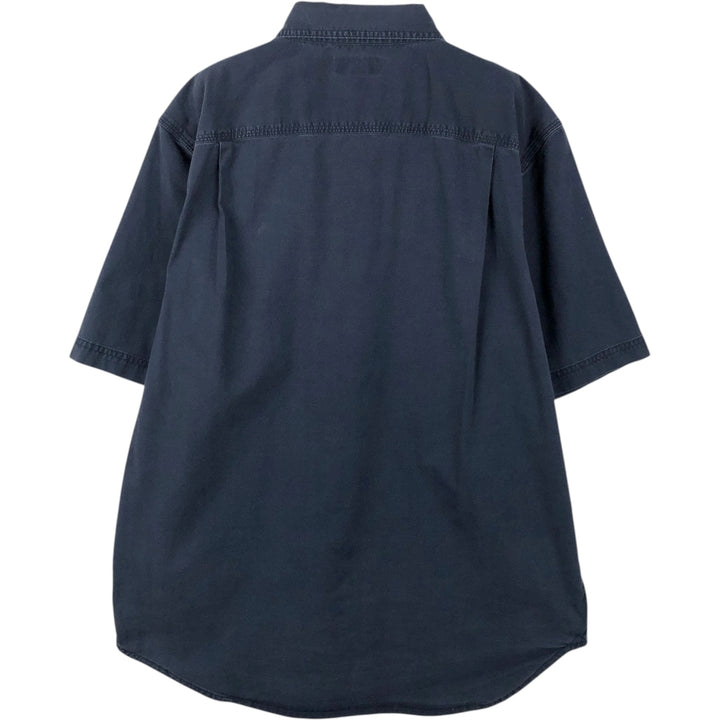 Carhartt Relaxed Fit Button-down Short Sleeve Work Shirt, Men's Size L cotton navy blue type Vintage Second Hand