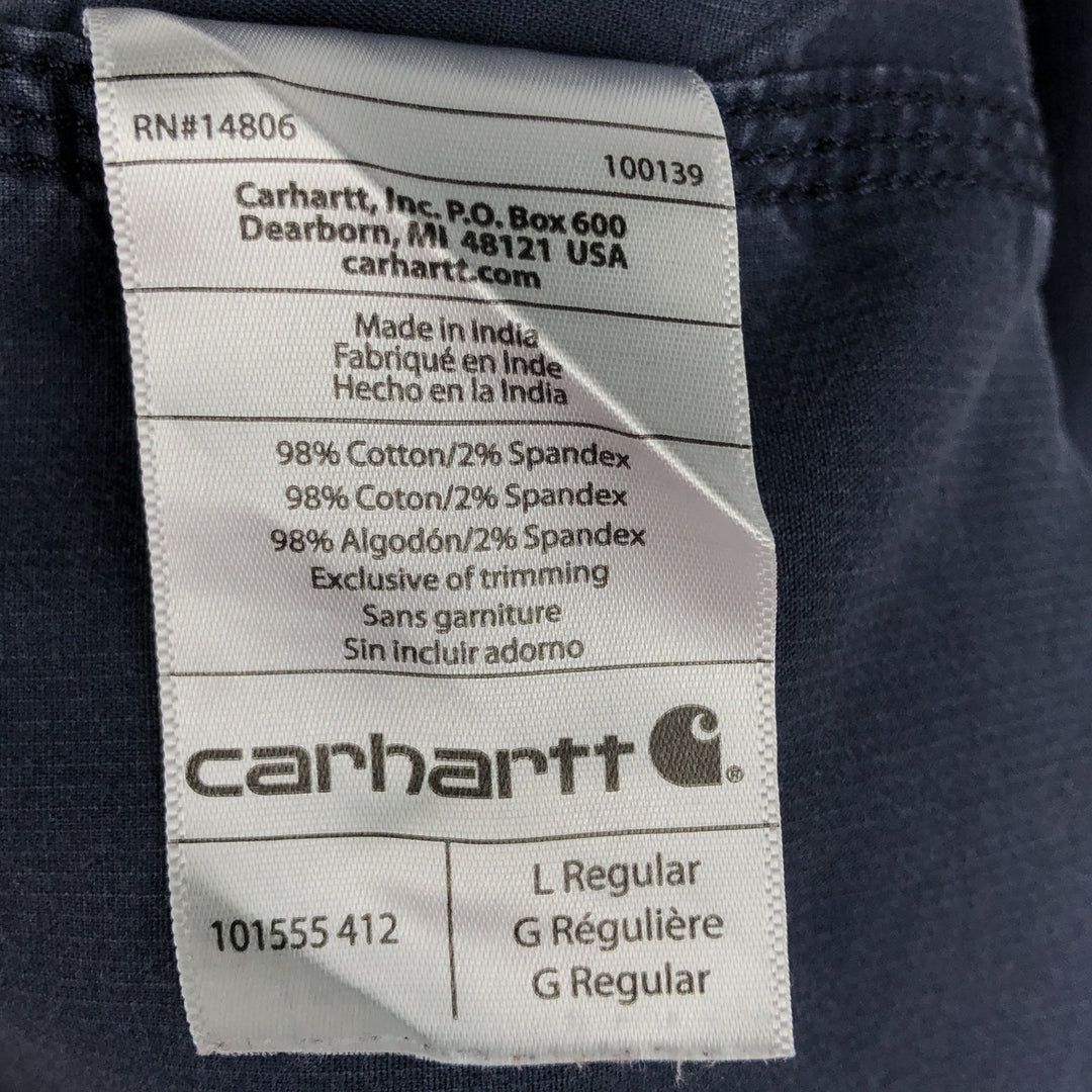 Carhartt Relaxed Fit Button-down Short Sleeve Work Shirt, Men's Size L cotton navy blue type Vintage Second Hand