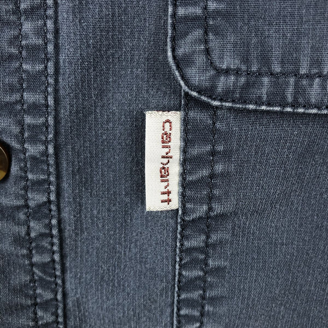 Carhartt Relaxed Fit Button-down Short Sleeve Work Shirt, Men's Size L cotton navy blue type Vintage Second Hand