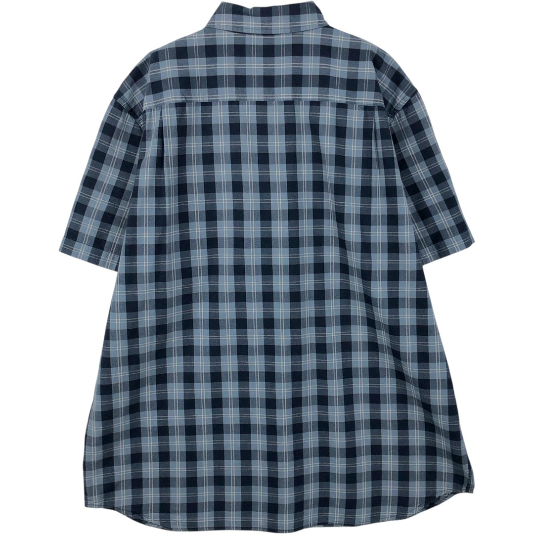 Carhartt RELAXED FIT Check Pattern Button-down Short Sleeve Work Shirt, Men's XL cotton navy blue type Vintage Second Hand