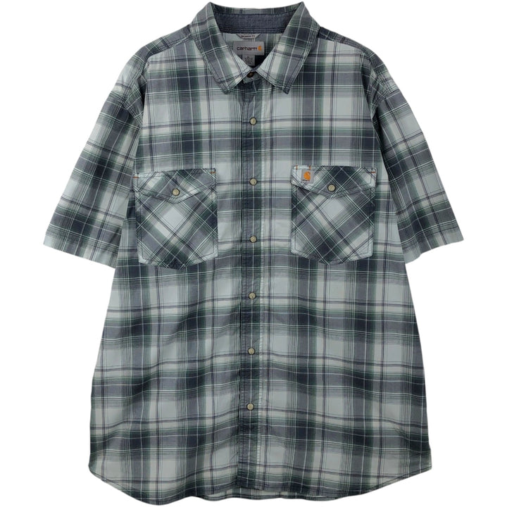 Carhartt RELAXED FIT Check Pattern Short Sleeve Work Shirt Men's XL cotton gray type Vintage Second Hand