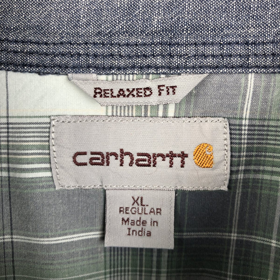 Carhartt RELAXED FIT Check Pattern Short Sleeve Work Shirt Men's XL cotton gray type Vintage Second Hand