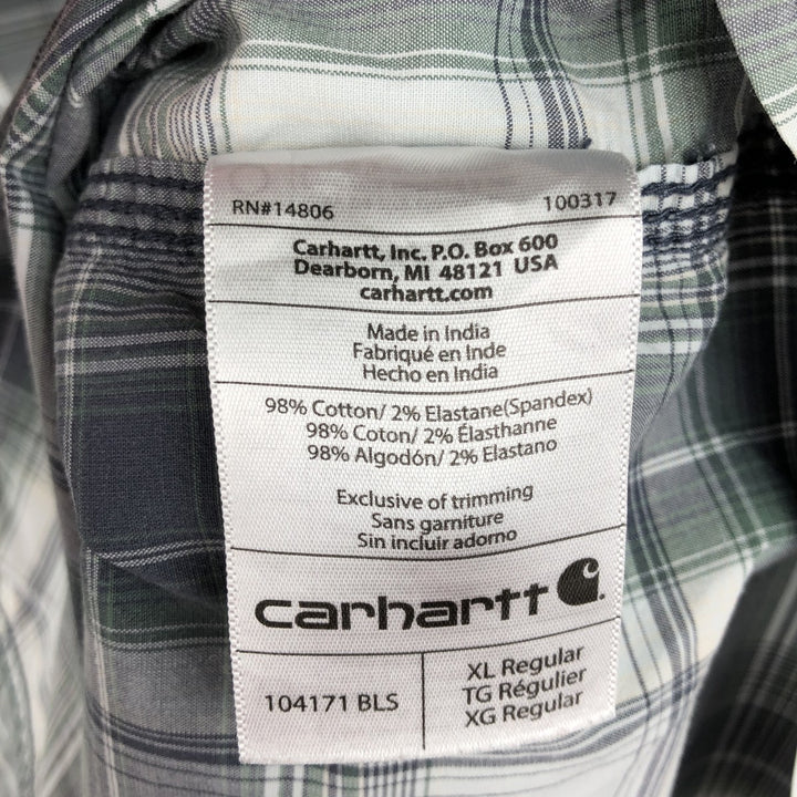 Carhartt RELAXED FIT Check Pattern Short Sleeve Work Shirt Men's XL cotton gray type Vintage Second Hand