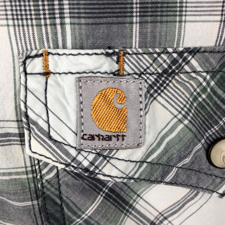 Carhartt RELAXED FIT Check Pattern Short Sleeve Work Shirt Men's XL cotton gray type Vintage Second Hand