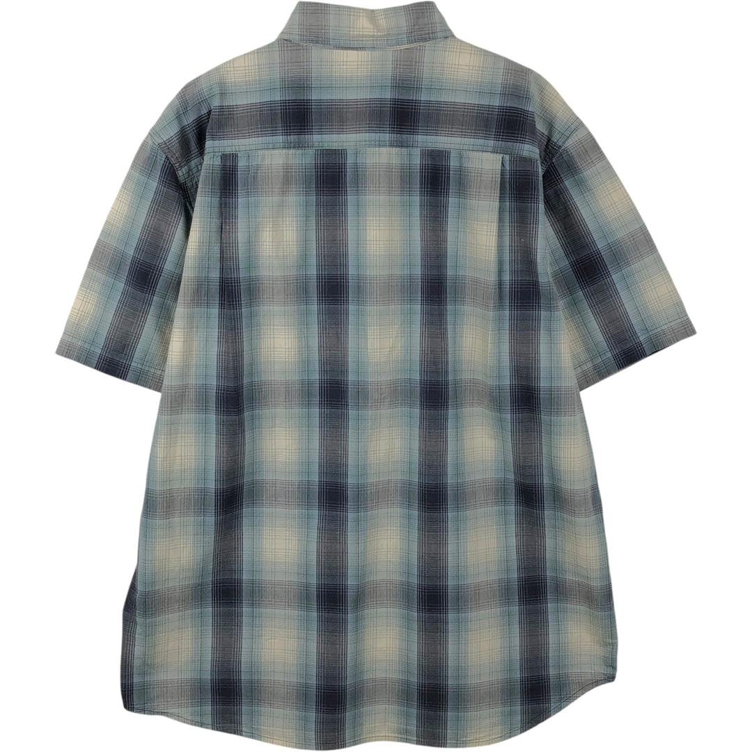 Carhartt Relaxed Fit Ombre Check Button-Down Short Sleeve Work Shirt, Men's Size L cotton ivory Vintage Second Hand
